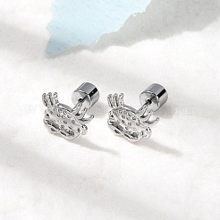 Brass Micro Pave Clear Cubic Zirconia Crab Stud Earrings&nbsp;EJEW-K319-01P