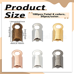 180Pcs 6 Colors Brass Folding Crimp Ends&nbsp;KK-LP0004-66