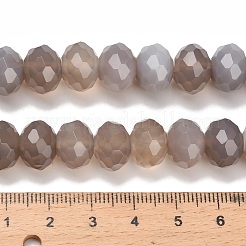 Natural Grey Agate Beads Strands&nbsp;G-C259-A12-8x12mm