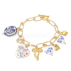 Handmade Porcelain & Alloy Beaded Charm Bracelets&nbsp;BJEW-JB13314