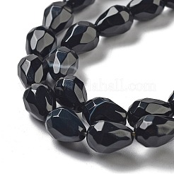 Dyed & Heated Natural Black Agate Beads Strands&nbsp;G-P520-B15-01