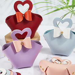 10 Sets 5 Colors DIY PU Imitation Leather Heart Flower Purse Making Sets&nbsp;PURS-CL0001-02