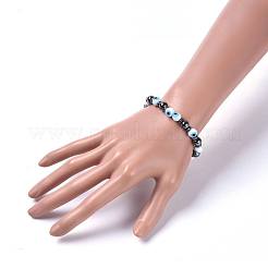 Handmade Evil Eye Lampwork Beads Stretch Bracelets&nbsp;BJEW-JB04461-01