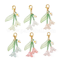 Glass Seed & Transparent Acrylic Beaded Pendant Decorations&nbsp;HJEW-MZ00406