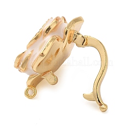 Brass Micro Pave Cubic Zirconia & Natural Shell & Enamel Fold Over Clasps&nbsp;KK-G505-16G