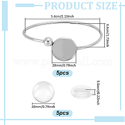 5Pcs 304 Stainless Steel Blank Bangle Bases with Tray&nbsp;STAS-UN0064-28