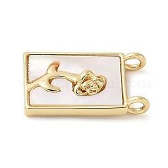 Brass Pave Natural White Shell Pendants&nbsp;KK-S522-02C-G