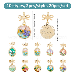 20Pcs 10 Styles Floral Theme Alloy Enamel Pendants&nbsp;PALLOY-FH00196