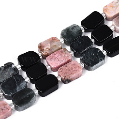 Natural Rhodonite & Eagle Eye & Obsidian Beads Strands&nbsp;G-N358-02A-03