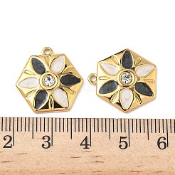 304 Stainless Steel Enamel Rhinestone Flower Pendants&nbsp;STAS-U057-04G-01A