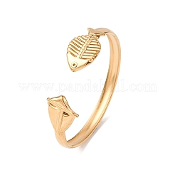 Marine 304 Stainless Steel Cuff Bangles for Women&nbsp;BJEW-Z147-01G-03