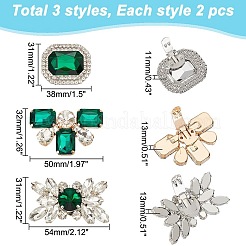 6Pcs 3 Styles Alloy Glass Rhinestone Shoe Decoration&nbsp;FIND-AR0005-06