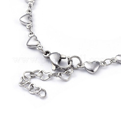 Non-Tarnish 304 Stainless Steel Heart Link Chain Necklaces&nbsp;NJEW-JN02887-01