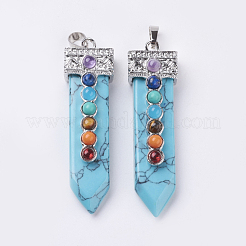 Natural & Synthetic Mixed Stone with Synthetic & Natural Natural & Synthetic Mixed Stone Chakra Big Pendants&nbsp;G-E415-A