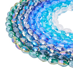 9 Strands 9 Colors Transparent Electroplate Glass Beads Strands&nbsp;EGLA-TA0013-08