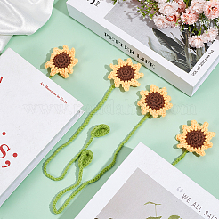 4Pcs Woolen Yarn Crochet Plant Bookmarks&nbsp;AJEW-CP0007-93