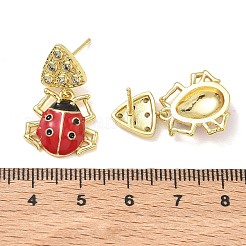 Ladybug Brass Micro Pave Cubic Zirconia Dangle Stud Earrings for Women&nbsp;EJEW-A167-17G