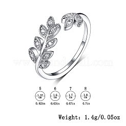 Sterling Silver Leaf Jewelry Set with Zirconia Earrings Necklace and Ring Elegant Daily Wear&nbsp;OV8225-3