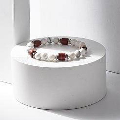 Natural Howlite Beaded Stretch Bracelet for Women or Men&nbsp;BJEW-JB07732-03