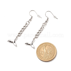 Tarnish Resistant Curb Chains with Charm Long Dangle Earrings&nbsp;EJEW-JE04963