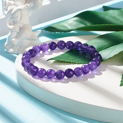 Natural Malaysia Jade(Dyed) Round Beaded Stretch Bracelet&nbsp;BJEW-JB07635