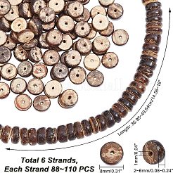 6 Strands Natural Coconut Rondelle Bead Strands&nbsp;COCB-FH0001-03