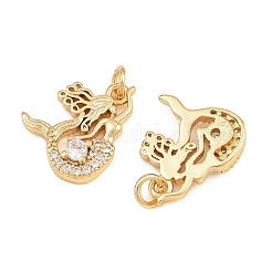 Brass Micro Pave Clear Cubic Zirconia Charms&nbsp;KK-Q085-04B-G