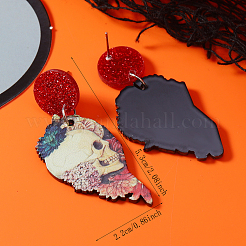 Halloween Skull Printed Acrylic Stud Earrings&nbsp;ZR0634-5