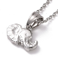 Non-Tarnish 304 Stainless Steel Elephant Pendant Necklace for Women&nbsp;STAS-E154-26P