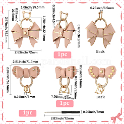 2Pcs 2 Styles PU Leather Bowknot Pendant Decoration&nbsp;HJEW-SP0001-23A