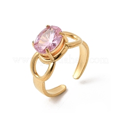 Brass Micro Pave Glass Cuff Rings for Women&nbsp;LS-RJEW-K312-05G