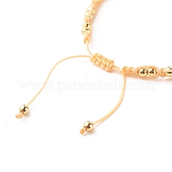 Round Brass Braided Bead Bracelet&nbsp;BJEW-JB07855
