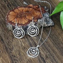Hollow Out Vortex Alloy Pendant Necklaces & Dangle Earrings Sets&nbsp;FS-WGFAC7B-01