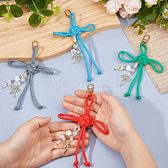4Pcs Polyester & Spandex Cord and Acrylic and Alloy Pendant Decorations&nbsp;HJEW-FH00245