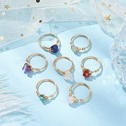 7Pcs 7 Styles Natural & Synthetic Gemstone Chip Finger Rings&nbsp;RJEW-JR00695