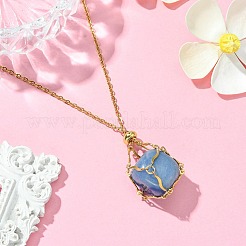 Crystal Cage Holder Necklace&nbsp;NJEW-JN04606-02
