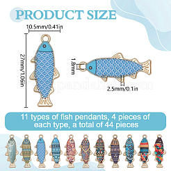 44Pcs 11 Styles Alloy Enamel Pendants&nbsp;FIND-DR0002-23