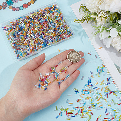 3000Pcs Transparent Colours Rainbow Glass Bugle Beads&nbsp;GLAA-PA0001-84