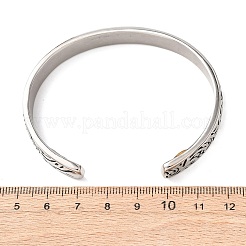 Engraved 304 Stainless Steel Cuff Bangles&nbsp;BJEW-P386-02AS