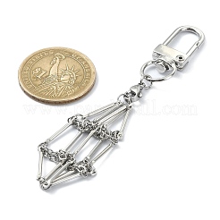 Brass Braided Macrame Pouch Empty Stone Holder for Keychain&nbsp;KEYC-TA00021-03