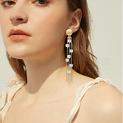 Crystal K9 Glass Cube Beaded Dangle Stud Earrings&nbsp;EJEW-TA00201