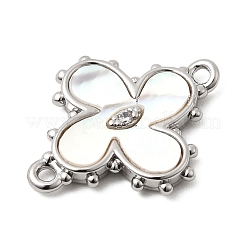 Brass Pave Clear Cubic Zirconia Flower Links Connector Charms&nbsp;KK-G553-03P