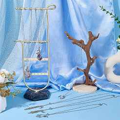 6Pcs 3 Styles 304 Stainless Steel Empty Macrame Pouch Star Moon Pendant Cable Chain Necklace Making&nbsp;NJEW-SC0001-87