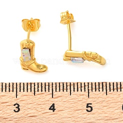 Brass Micro Pave Cubic Zirconia Stud Earrings For Women&nbsp;EJEW-B111-01G-01