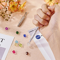 2Pcs 2 Styles Brass & Stainless Steel Rhinestones Claw Tweezers&nbsp;TOOL-TA0001-07