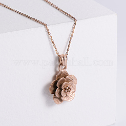 Vintage Stainless Steel Flower Pendant Necklaces for Women&nbsp;TN5325