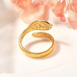 201 Stainless Steel Enamel Snake Open Cuff Ring for Women&nbsp;LS-RJEW-A053-05G-02