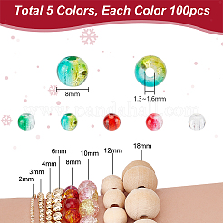 500Pcs 5 Colors Transparent Spray Painted Crackle Glass Beads&nbsp;CCG-PH0001-18