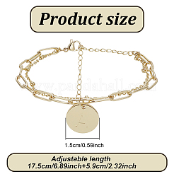 1Pc Brass Paperclip & Satellite Chains Double Layer Multi-strand Bracelet with Initial Letter A Charms for Women&nbsp;BJEW-AN0001-01
