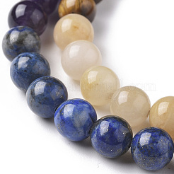 7 Chakra Theme Natural Red Rainbow Jasper & Yellow Aventurine & Tiger Eye & Green Aventurine & Blue Spot Stone & Lapis Lazuli & Amethyst Beads Strands&nbsp;G-F668-23-8mm